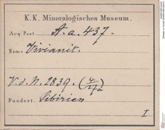 Etiketten zu Vivianit (NHMW-MIN-Aa437)